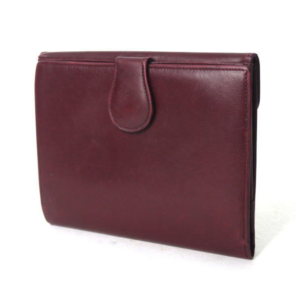 OLD Gucci  総革GG金具ミドル折財布（ボルドー）