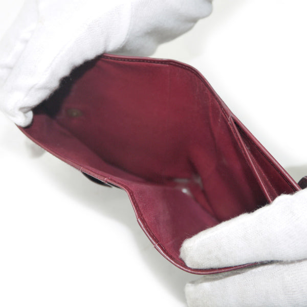 OLD Gucci  総革GG金具ミドル折財布（ボルドー）