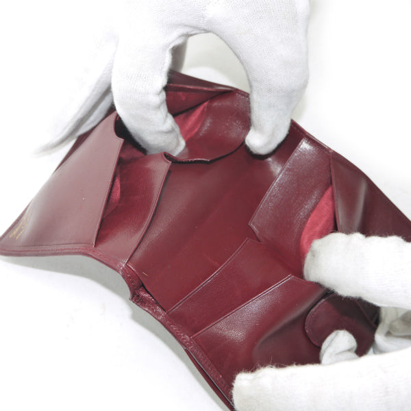 OLD Gucci  総革GG金具ミドル折財布（ボルドー）