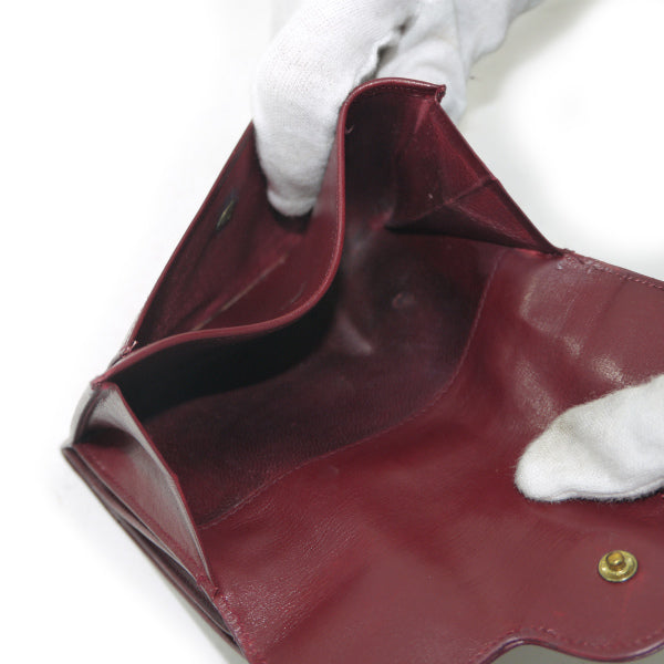 OLD Gucci  総革GG金具ミドル折財布（ボルドー）