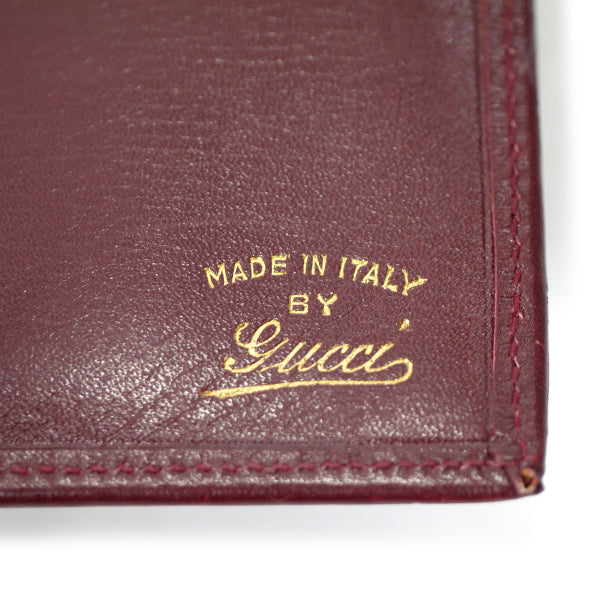 OLD Gucci  総革GG金具ミドル折財布（ボルドー）