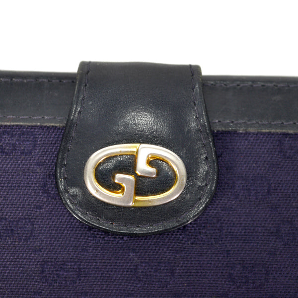 OLD Gucci ジャガード マイクロGGがま口長財布（紺）