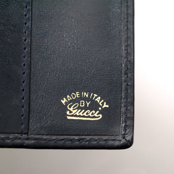 OLD Gucci ジャガード マイクロGGがま口長財布（紺）