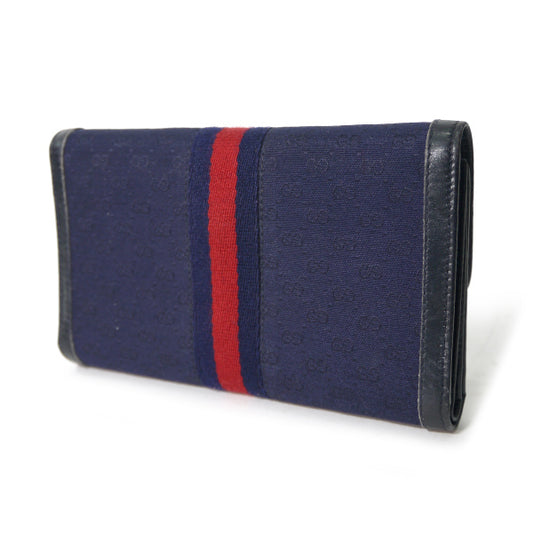 OLD Gucci ジャガード マイクロGG×シェリー長財布（紺）