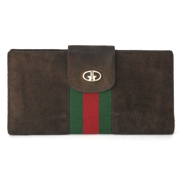 OLD Gucci 高級スエード シェリー長財布（濃茶）