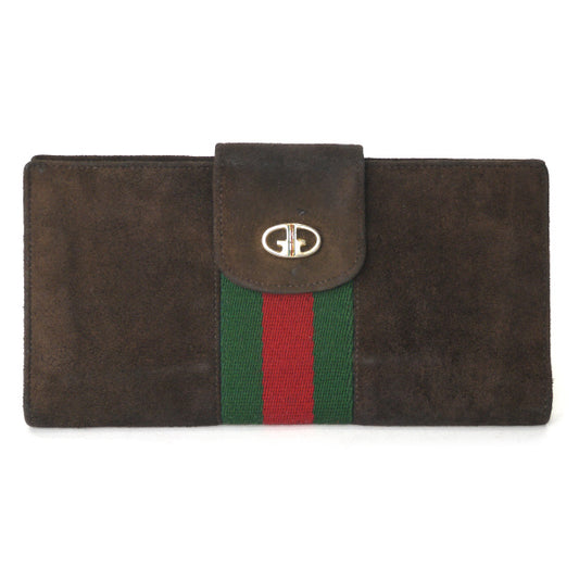 OLD Gucci 高級スエード シェリー長財布（濃茶）