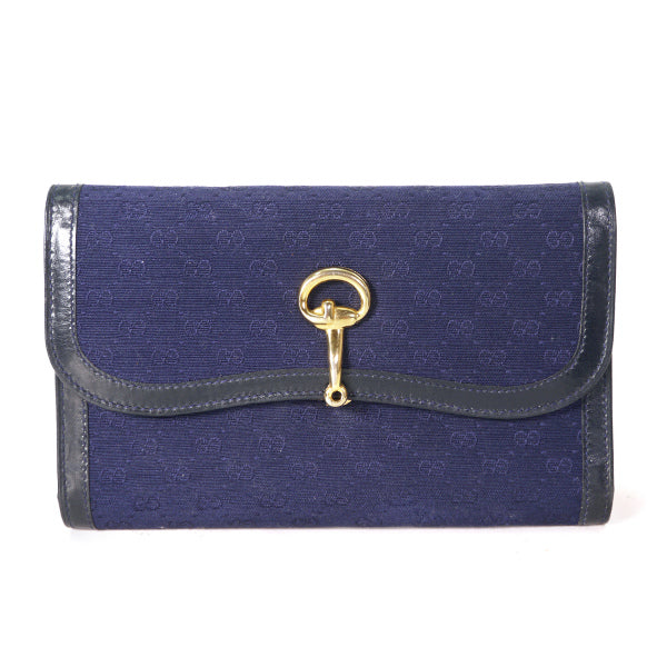 OLD Gucci ジャガード マイクロGG×ビット長財布（紺）