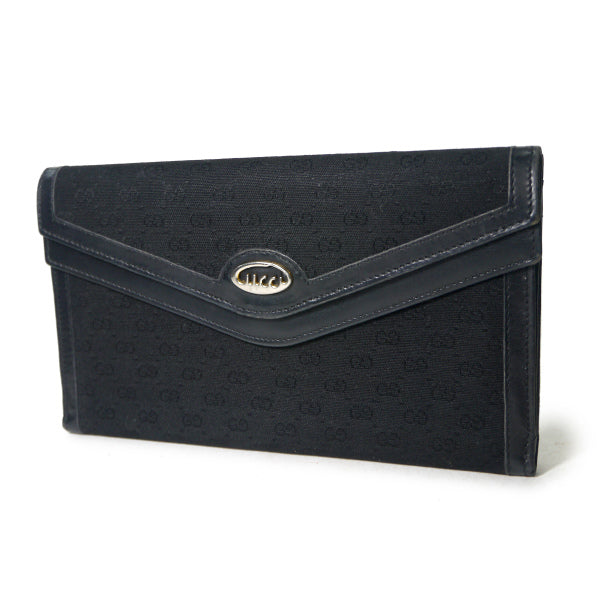 OLD Gucci ジャガード マイクロGG×筆記体長財布（黒）