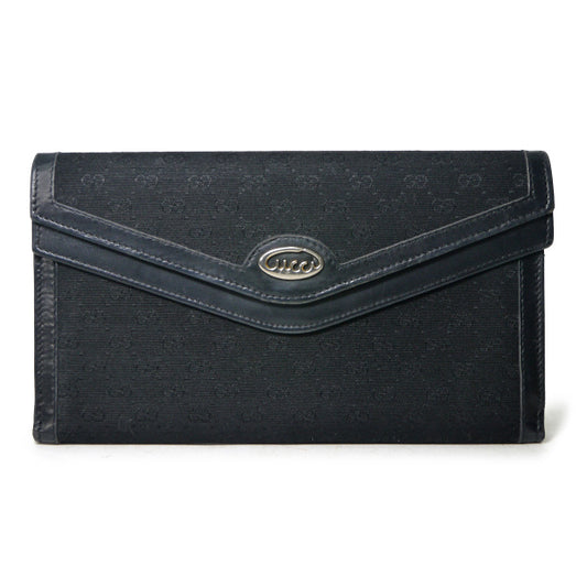 OLD Gucci ジャガード マイクロGG×筆記体長財布（黒）