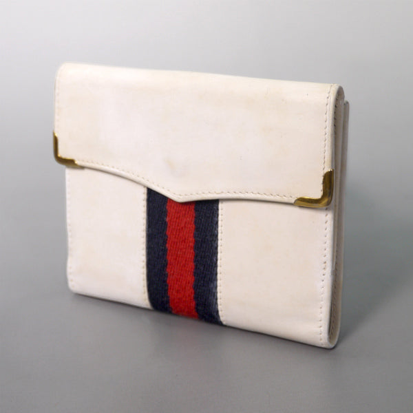 OLD Gucci  レア！総革２つ折れシェリー財布（白・箱付き）