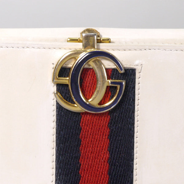 OLD Gucci  レア！総革２つ折れシェリー財布（白・箱付き）
