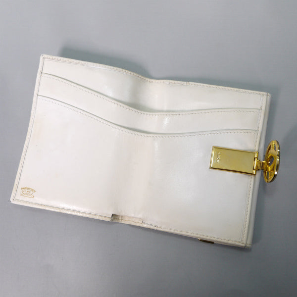 OLD Gucci  レア！総革２つ折れシェリー財布（白・箱付き）