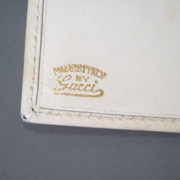 OLD Gucci  レア！総革２つ折れシェリー財布（白・箱付き）
