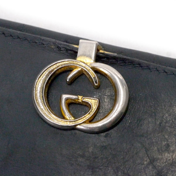 OLD Gucci GG留め具レザー２つ折れ財布（黒）