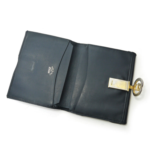 OLD Gucci GG留め具レザー２つ折れ財布（黒）