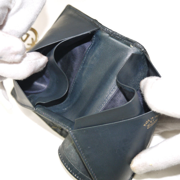 OLD Gucci GG留め具レザー２つ折れ財布（黒）