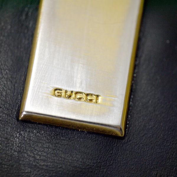 OLD Gucci GG留め具レザー２つ折れ財布（黒）