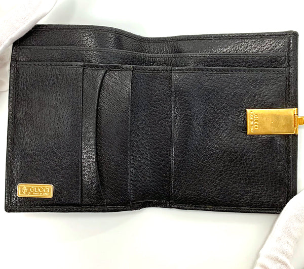 OLD Gucci GG留め具ピグスキン２つ折財布（黒）