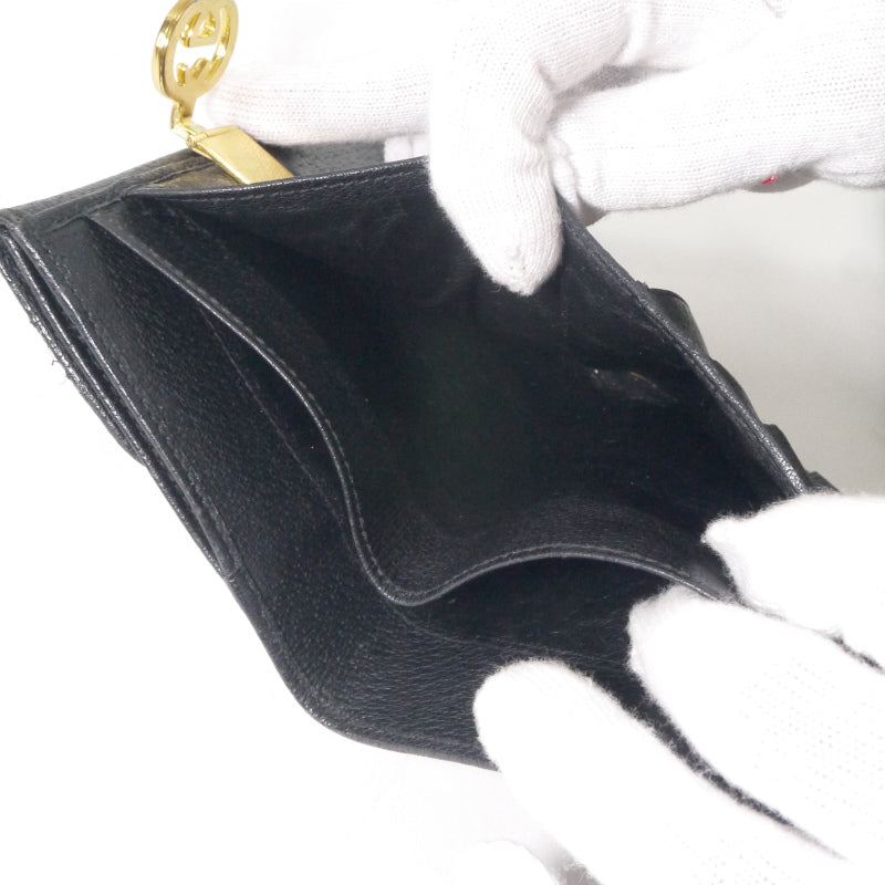 OLD Gucci GG留め具ピグスキン２つ折財布（黒）