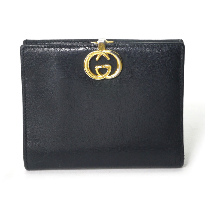 OLD Gucci GG留め具ピグスキン２つ折財布（黒）