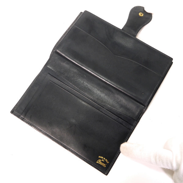 OLD Gucci　本革がま口横長財布（黒）