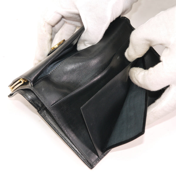 OLD Gucci　本革がま口横長財布（黒）