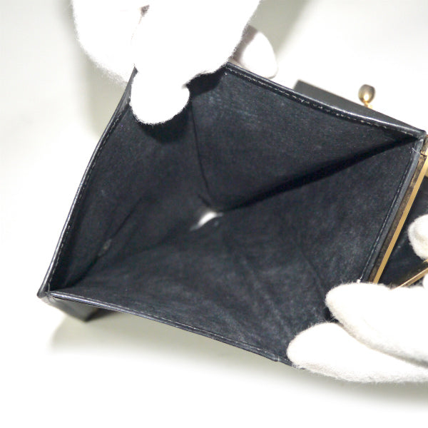 OLD Gucci　本革がま口横長財布（黒）