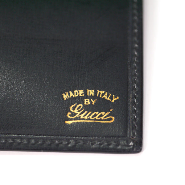 OLD Gucci　本革がま口横長財布（黒）