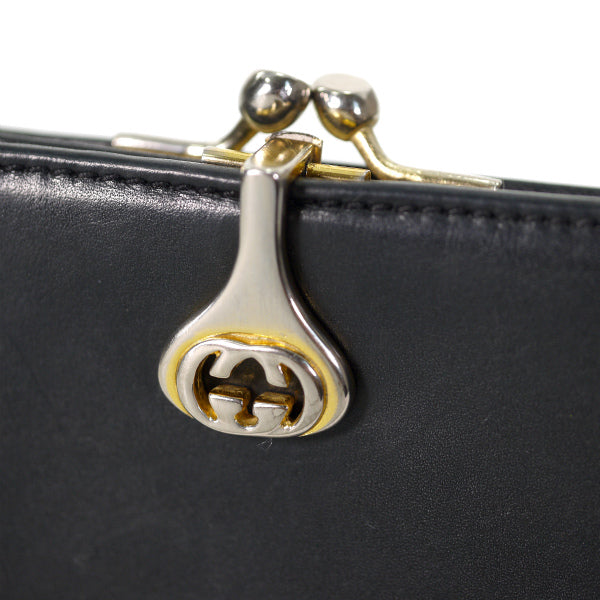OLD Gucci　総革GG金具がま口折り財布（黒）