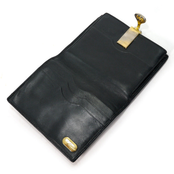 OLD Gucci　総革GG金具がま口折り財布（黒）