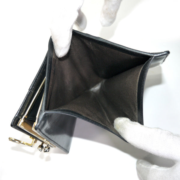 OLD Gucci　総革GG金具がま口折り財布（黒）