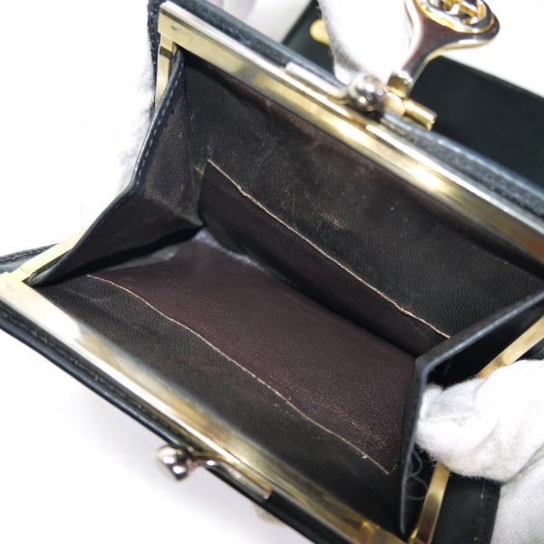 OLD Gucci　総革GG金具がま口折り財布（黒）