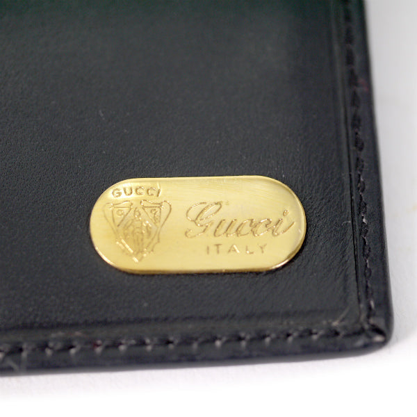 OLD Gucci　総革GG金具がま口折り財布（黒）