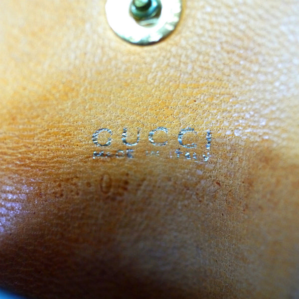 OLD Gucci　メンズ　チェーン付きレザー4連キーケース（カーキ）