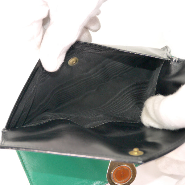 OLD Gucci ＜訳あり＞総革デュアルトーン長財布（黒×緑）