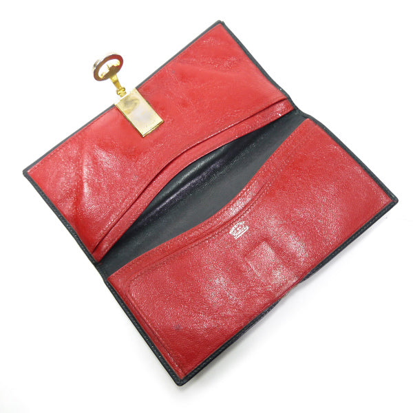 OLD Gucci 総革デュアルトーン長財布（黒×赤）