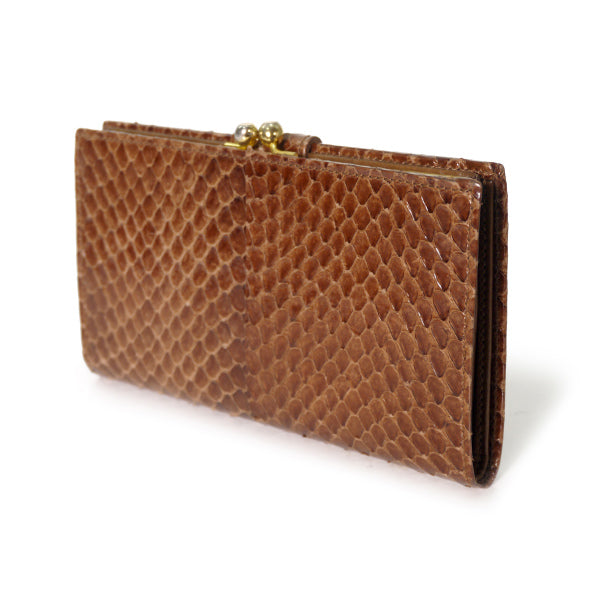 OLD Gucci パイソン がま口長財布（茶）