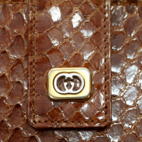 OLD Gucci パイソン がま口長財布（茶）