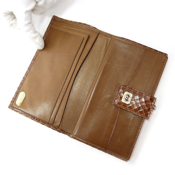 OLD Gucci パイソン がま口長財布（茶）