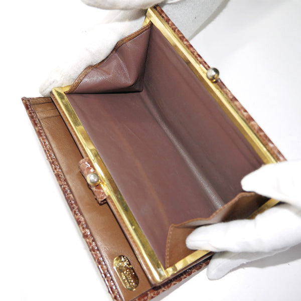 OLD Gucci パイソン がま口長財布（茶）