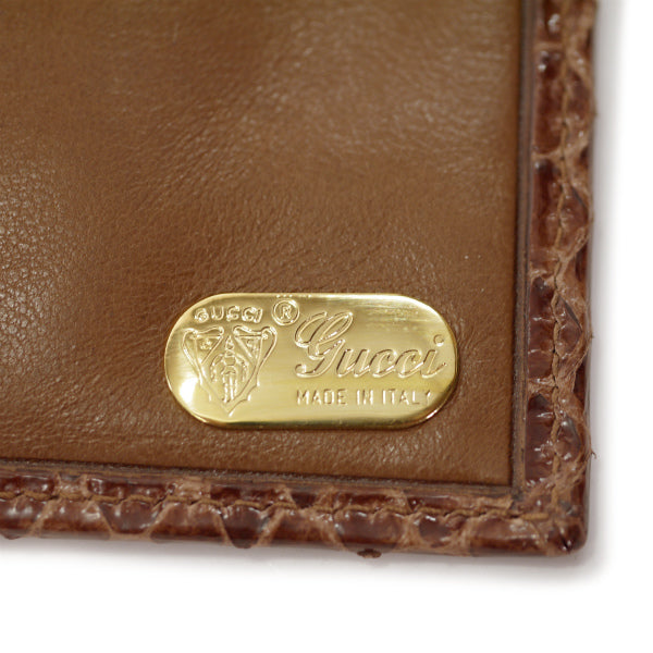 OLD Gucci パイソン がま口長財布（茶）
