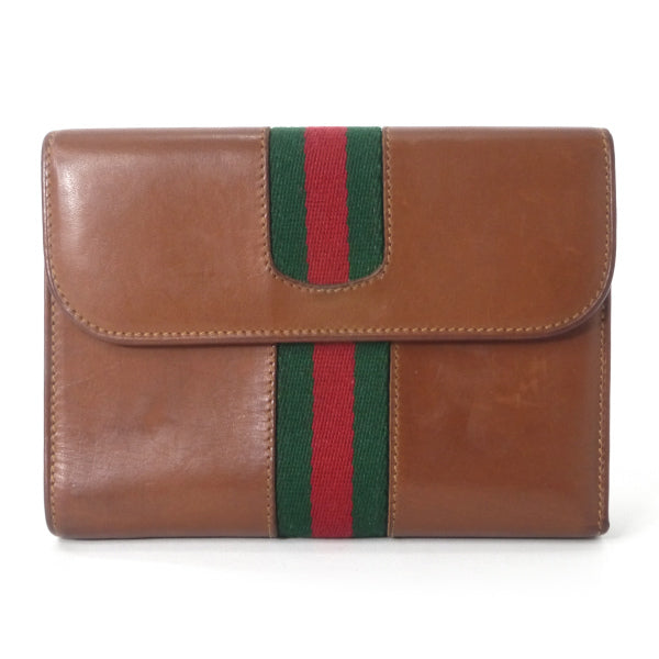 OLD Gucci  総革がま口シェリーミドル財布（茶/箱付き）