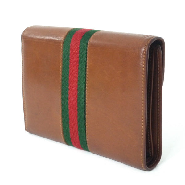 OLD Gucci  総革がま口シェリーミドル財布（茶/箱付き）