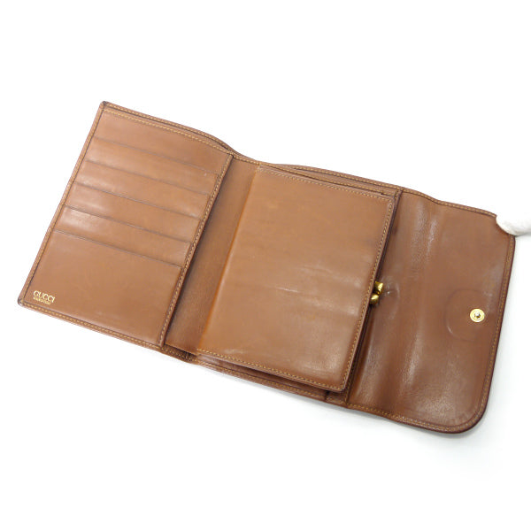 OLD Gucci  総革がま口シェリーミドル財布（茶/箱付き）