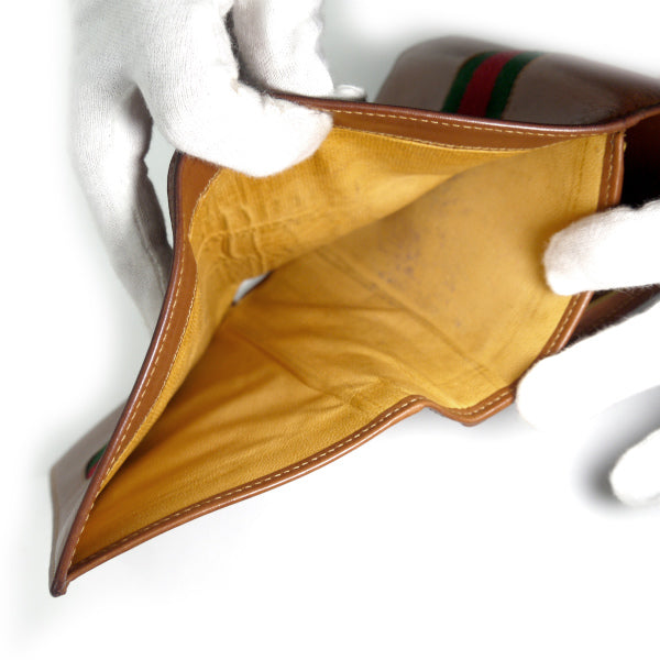 OLD Gucci  総革がま口シェリーミドル財布（茶/箱付き）