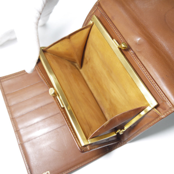 OLD Gucci  総革がま口シェリーミドル財布（茶/箱付き）