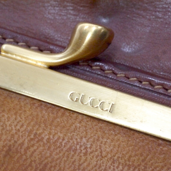 OLD Gucci  総革がま口シェリーミドル財布（茶/箱付き）