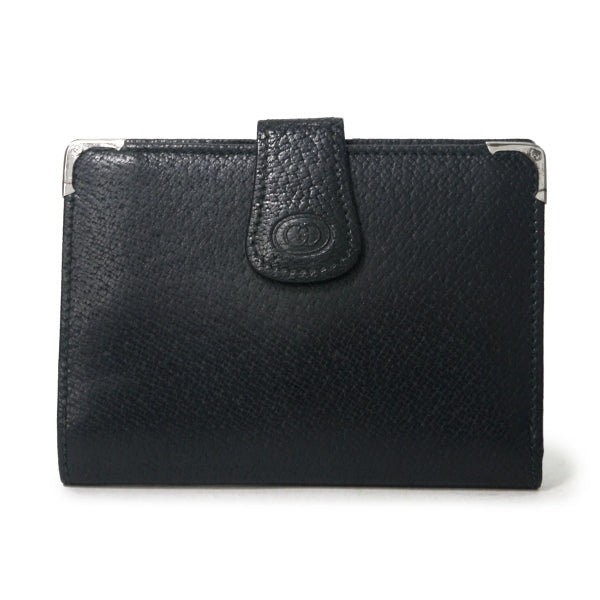 OLD Gucci エンボスロゴ ピグスキン折財布（黒）