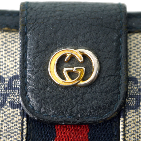 OLD Gucci　定番シェリーWホック長財布（青）