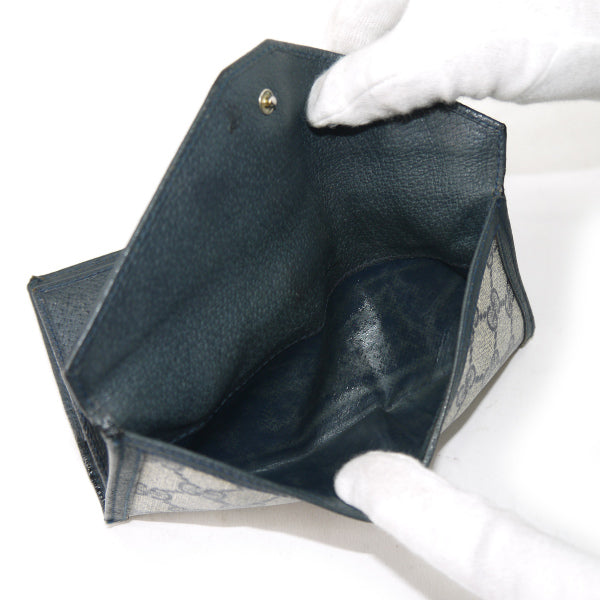 OLD Gucci　定番シェリーWホック長財布（青）